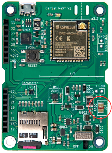 LDR on the CanSat NeXT board