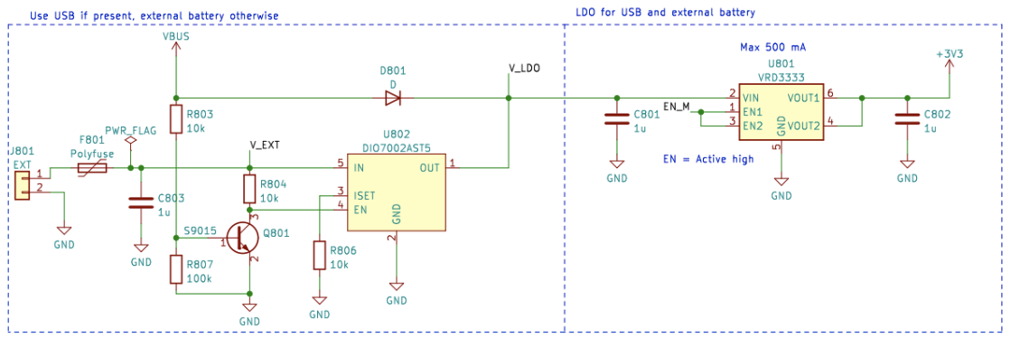 Schematic of USB power handling