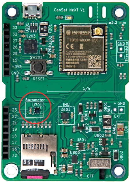 Barometer on the CanSat NeXT board