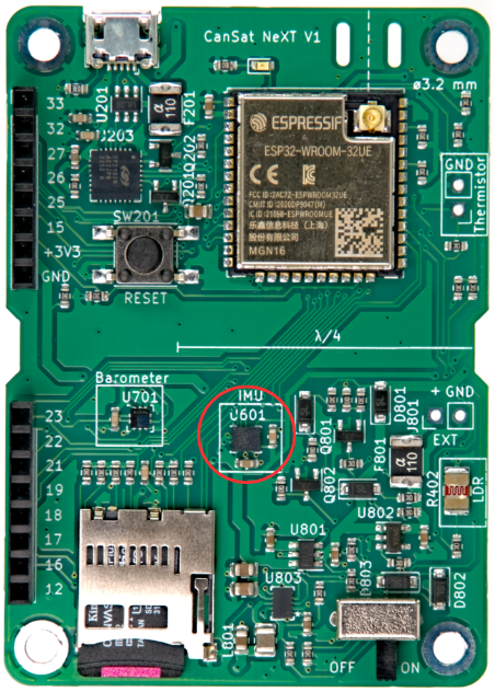 IMU on the CanSat NeXT board